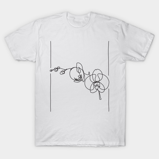 630x630 Orchid Flowers Line Drawing - Black T Shirt Drawing