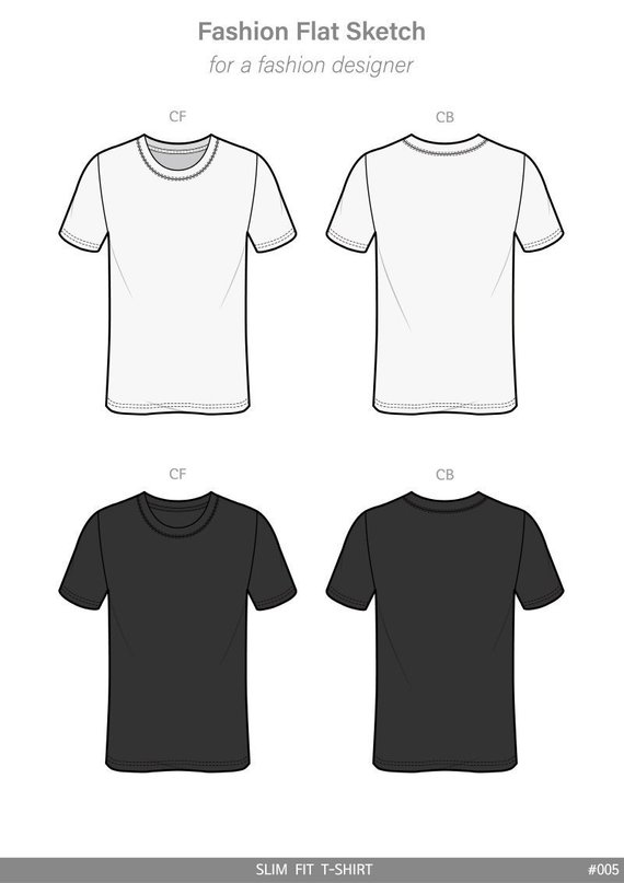 570x807 slim fit tee fashion flat sketch template in products - Black T Shirt Drawing