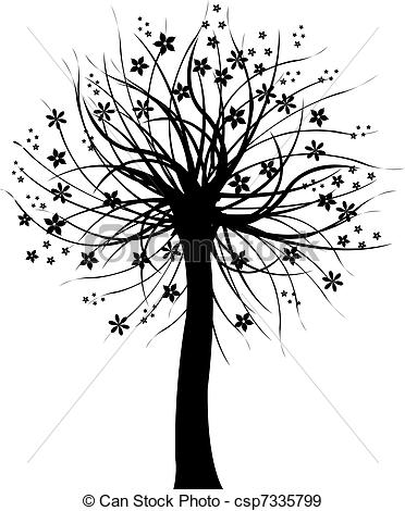 372x470 Black Tree, Isolated On White Background, Vector Illustration - Black Tree Drawing
