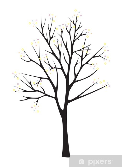 509x700 Black Tree Silhouette On White Background Wall Mural Pixers - Black Tree Drawing