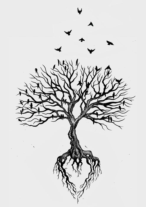 495x700 For My Mom Black Tree With Watercolor Background Behind - Black Tree Drawing