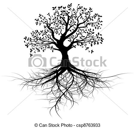 450x425 Whole Vector Black Tree With Roots Whole Black Tree With Roots - Black Tree Drawing