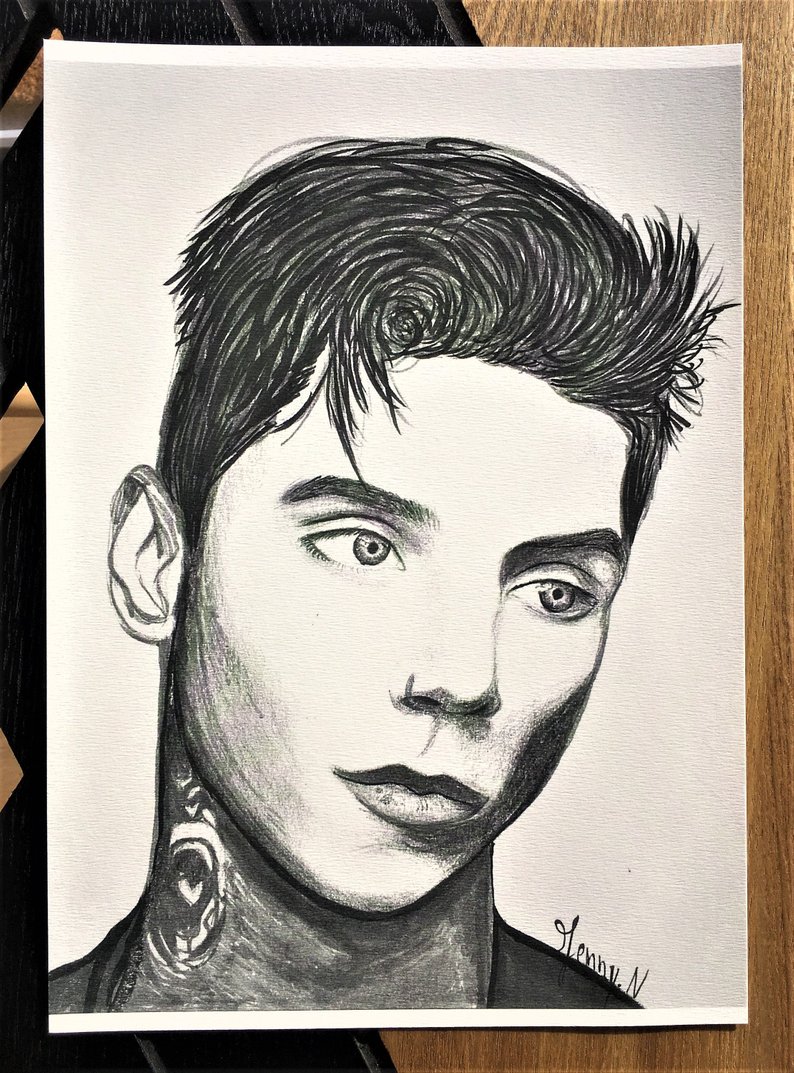 794x1073 andy biersack black veil brides drawing print etsy - Black Veil Brides Drawings