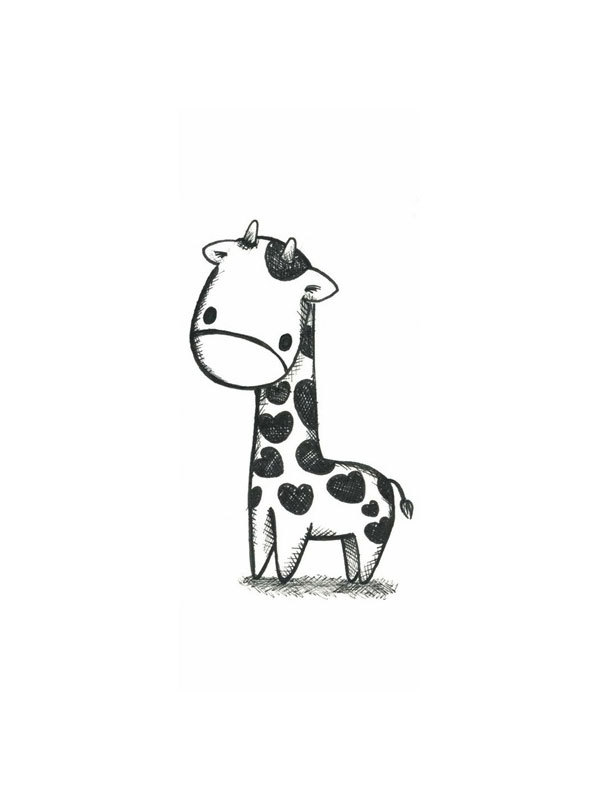 600x800 Giraffe Black And White Drawing - Black White Drawing