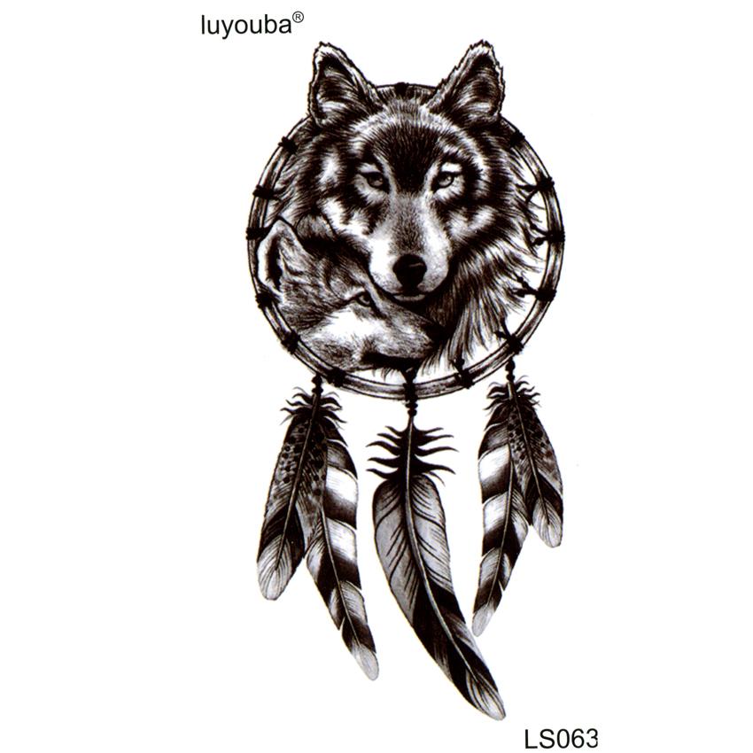 850x850 black wolf waterproof temporary tattoos men harajuku beauty animal - Black Wolf Drawing
