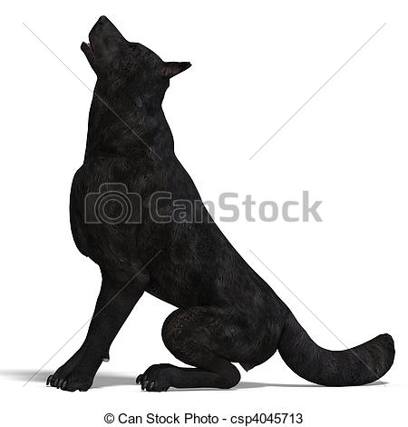 450x470 Black Wolf Rendering And Shadow Over White - Black Wolf Drawing