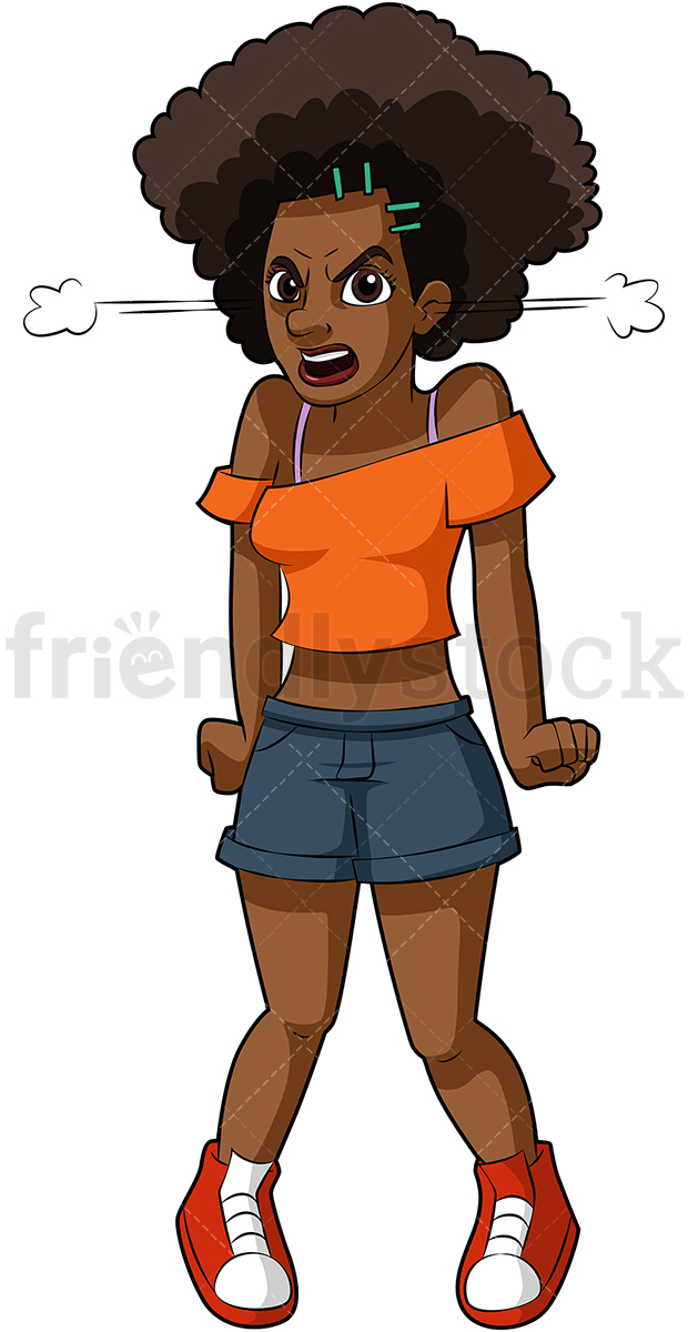 620x1200 Angry Black Woman Cartoon Vector Clipart - Black Woman Drawing