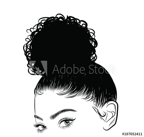500x476 Hand Drawn Black Woman With Curly Luxurious Hair Girl - Black Woman Drawing
