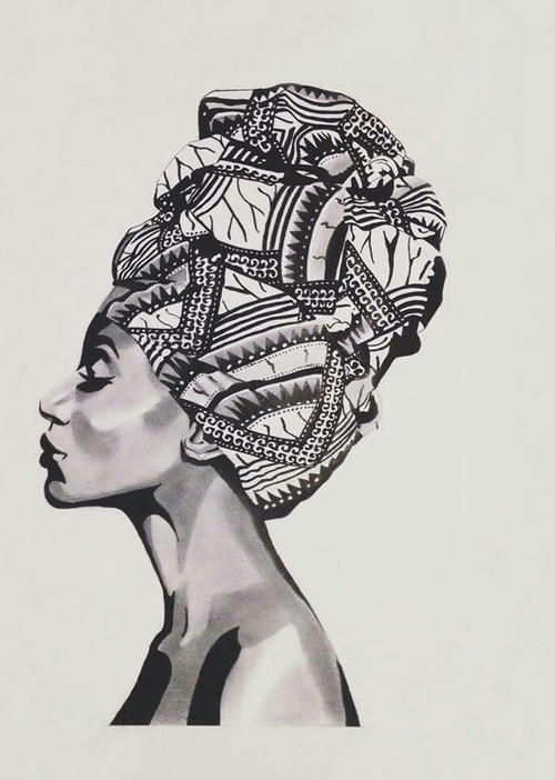 500x702 Afro Fashion - Black Woman Drawing