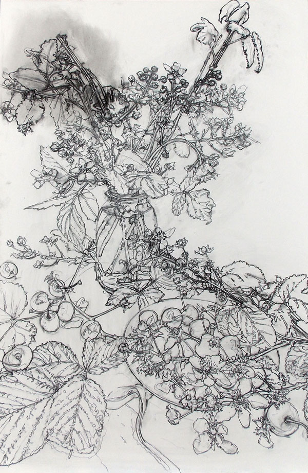 600x919 on the easel blackberry branches galore art and bees bees and art - Blackberry Drawing