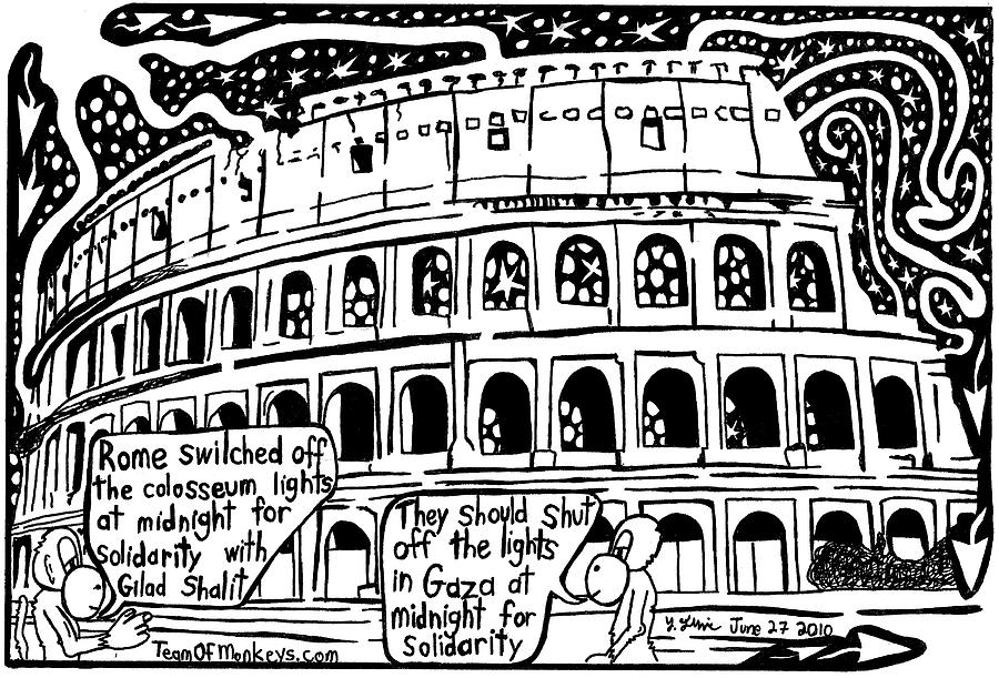 900x611 colosseum blackout for gilad shalit maze cartoon - Blackout Drawing
