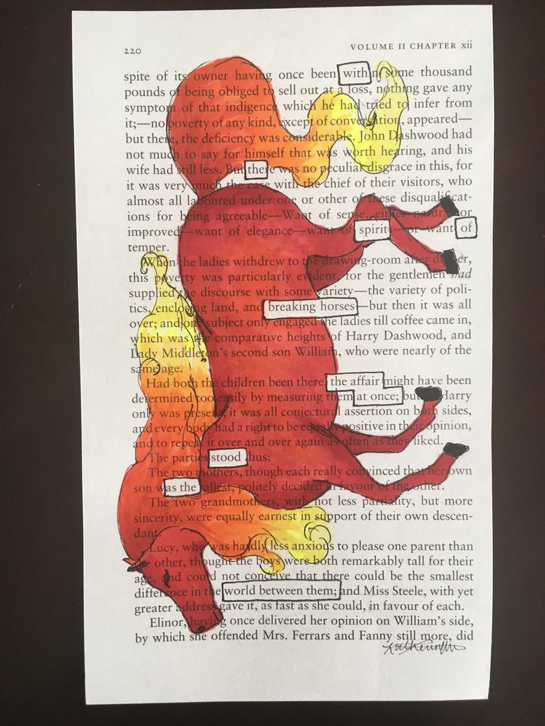 794x1059 the breaking horse blackout poetry poem art drawing etsy - Blackout Drawing