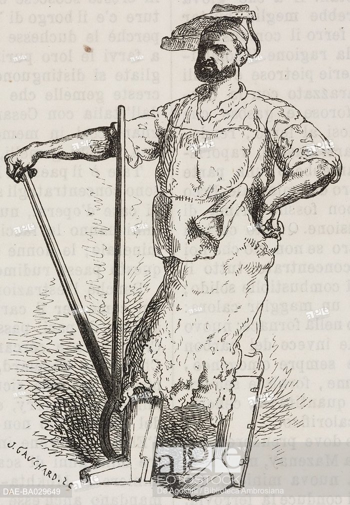 700x1010 Blacksmith With Hammer And Tongs, Le Creusot Forge, France, Stock - Blacksmith Drawing