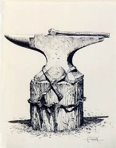 377x480 Hammer And Anvil Drawing - Blacksmith Drawing