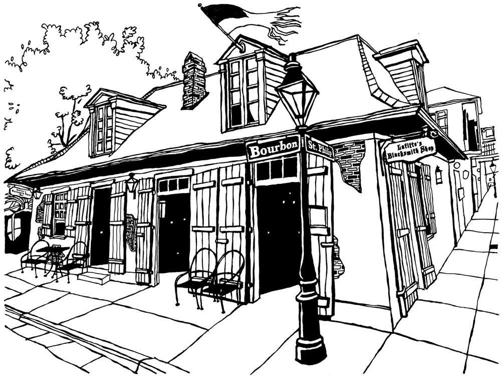 1000x750 Lafitte's Blacksmith Shop Of New Orleans, Original Art John - Blacksmith Drawing
