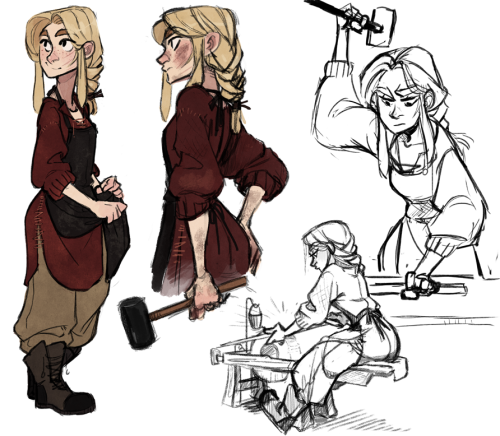 500x436 Some Sketches Of Valkari As An Assistant Blacksmith Also Messing - Blacksmith Drawing