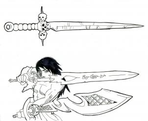 302x248 how to draw blades, draw swords, step - Blade Drawing