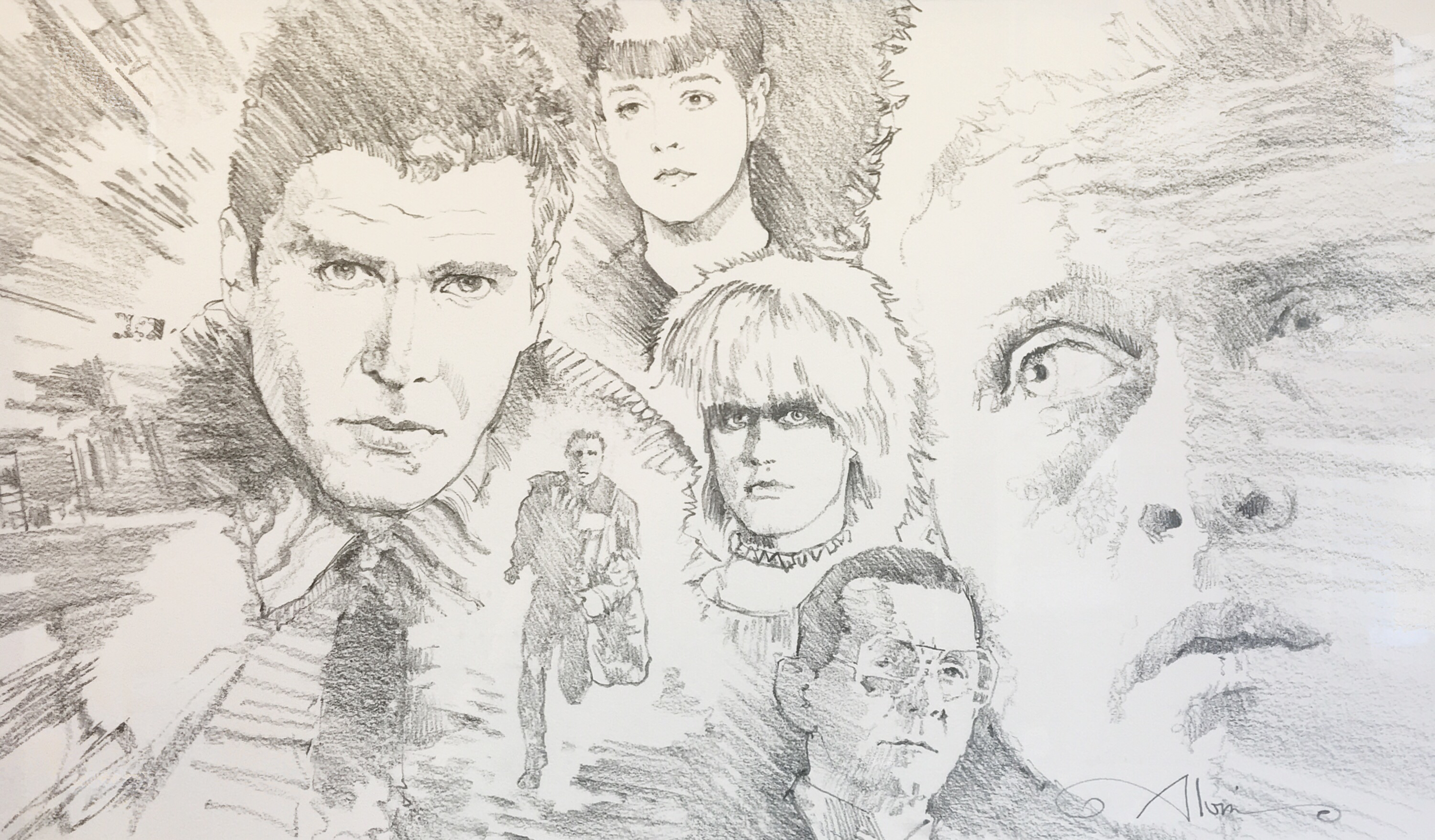3000x1756 blade runner original graphite art - Blade Runner Drawing