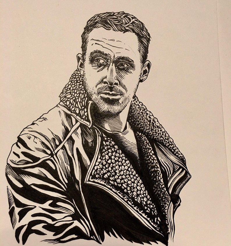 794x844 blade runner ryan gosling original fan art etsy - Blade Runner Drawing