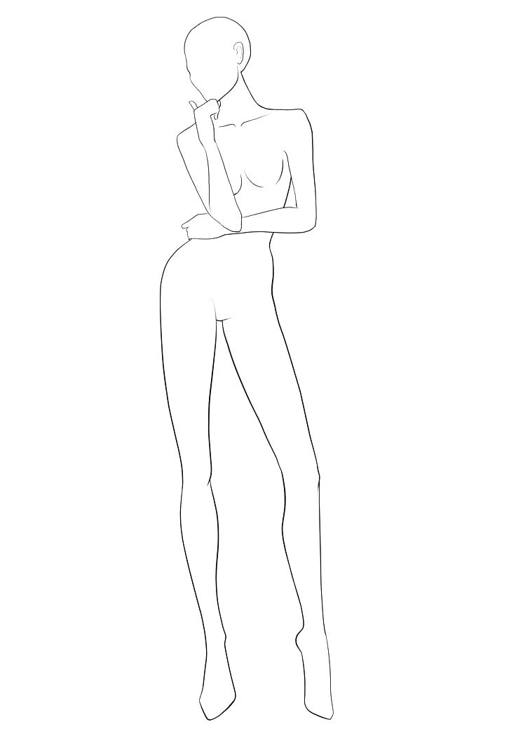 736x1040 Female Fashion Body Template - Blank Body Drawing