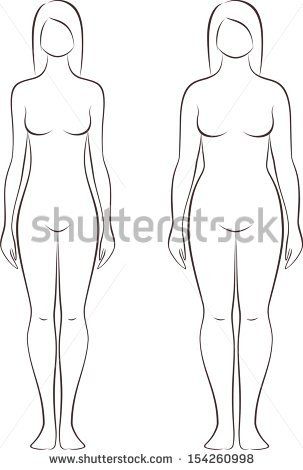 303x470 blank paper doll template vector illustration of female figure - Blank Body Drawing