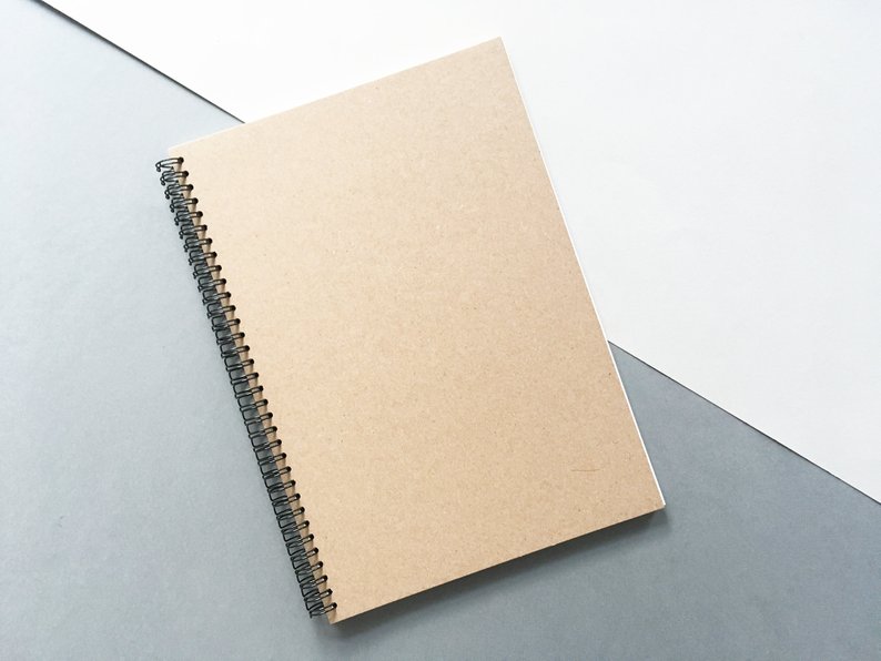 794x596 Kraft Cover Simple Spiral Notebook Designer Sketchbook Etsy - Blank Drawing Book