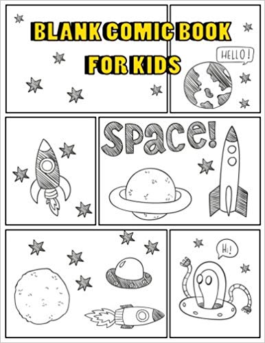 386x499 blank comic book for kids hand draw space rocket - Blank Drawing For Kids
