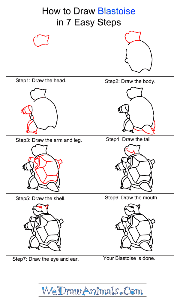 600x1000 How To Draw Blastoise Pokemon - Blastoise Drawing