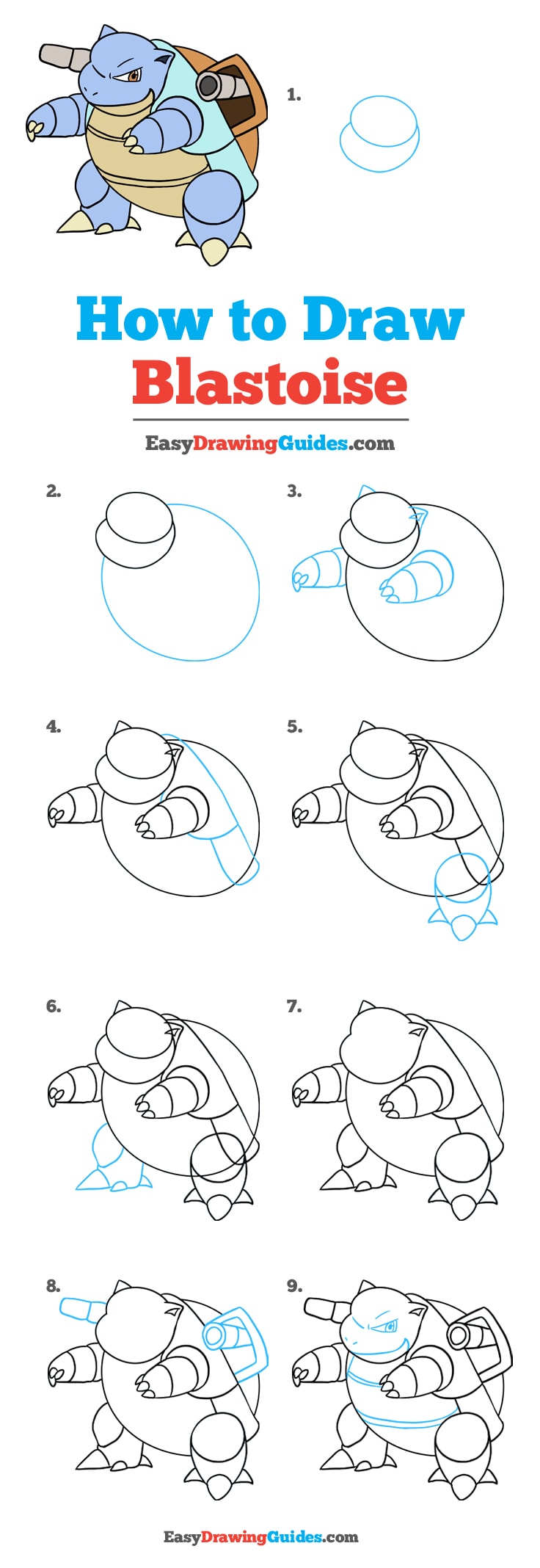 736x2136 How To Draw Blastoise - Blastoise Drawing