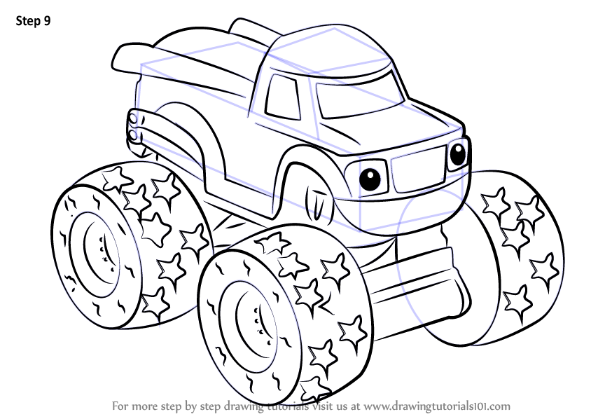 844x598 learn how to draw darington from blaze and the monster machines - Blaze Drawing