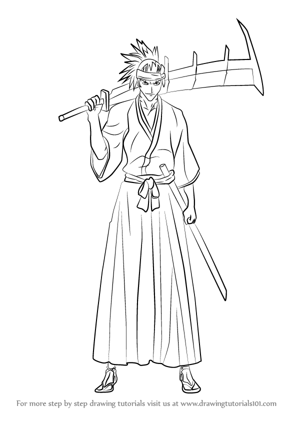 596x842 learn how to draw renji abarai from bleach - Bleach Drawing