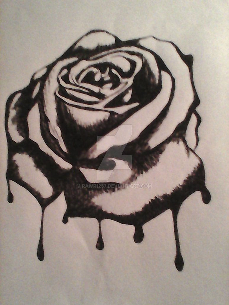 Роза фломастером черным