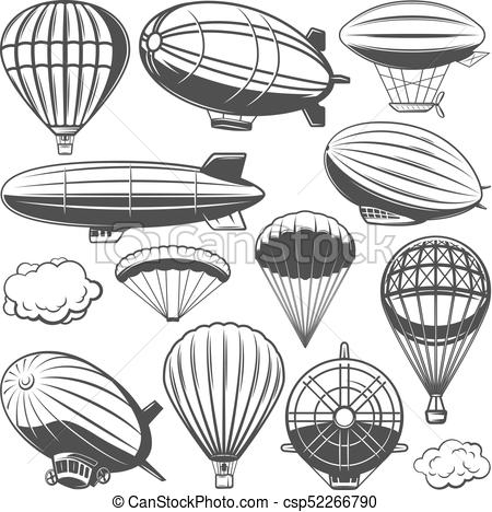 450x468 Vintage Airship Collection Vintage Airship Collection With Clouds - Blimp Drawing