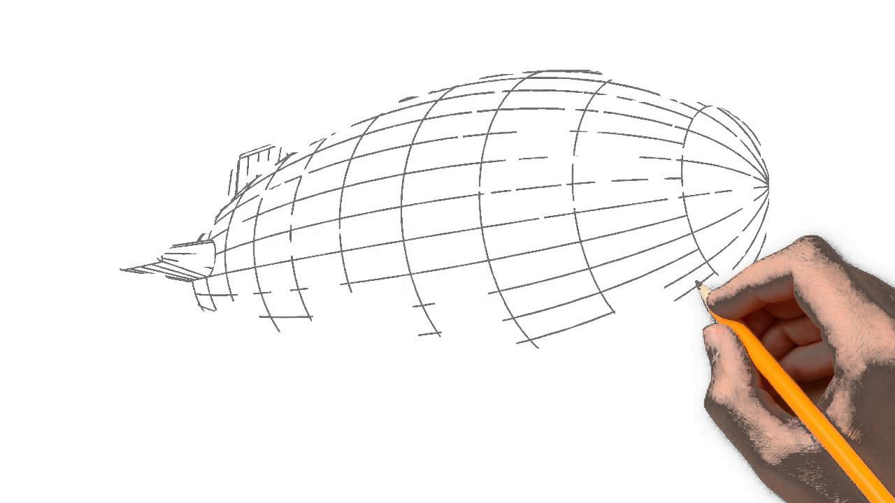 1280x720 Airship Transport Pencil To Draw Step - Blimp Drawing