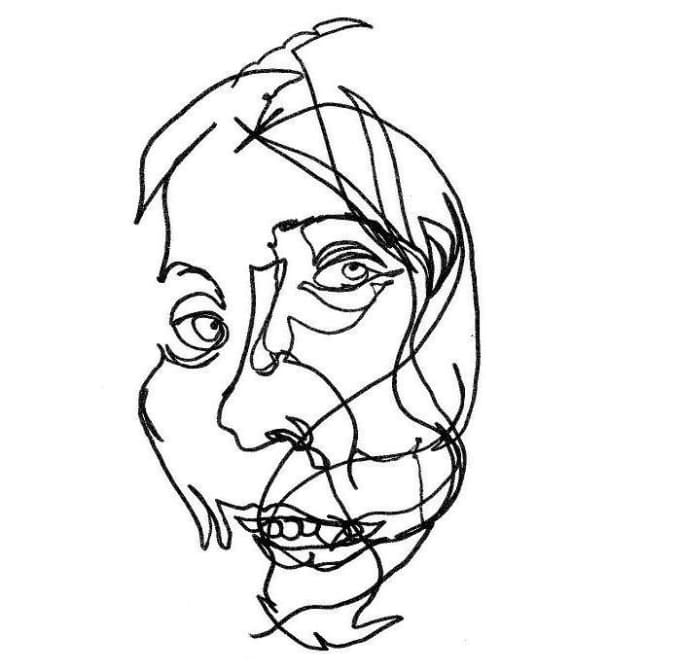 680x672 draw a blind contour portrait from any photo - Blind Drawing