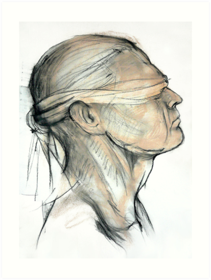 413x549 Blindfold Art Prints - Blindfold Drawing