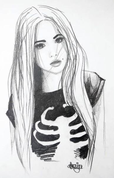 387x600 blonde, drawing, girl - Blonde Girl Drawing