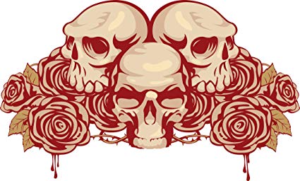 425x256 Beautiful Three Skulls With Roses And Dripping Blood - Blood Dripping Drawing