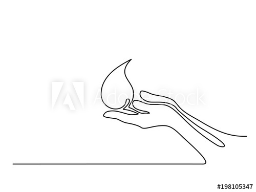 500x375 Continuous Line Drawing Hands Palms Together With Water Or Blood - Blood Drop Drawing