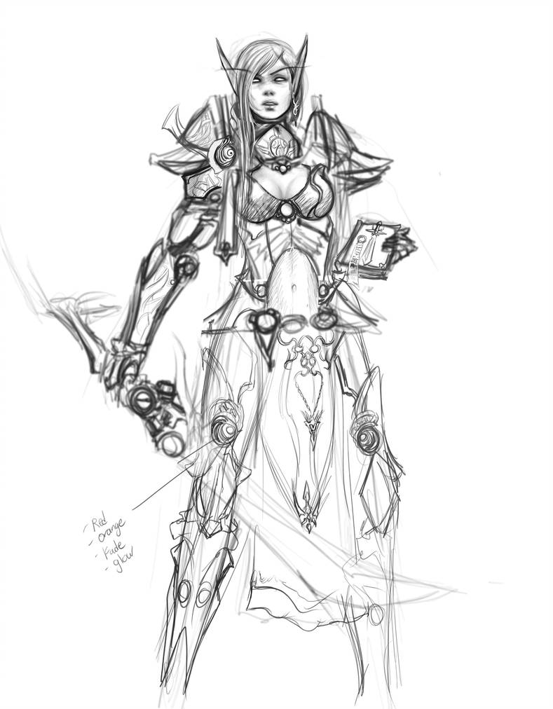 789x1012 Blood Elf Paladin Roughsketch - Blood Elf Drawing
