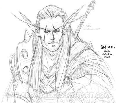 400x354 Blood Elf Warrior Sketch - Blood Elf Drawing
