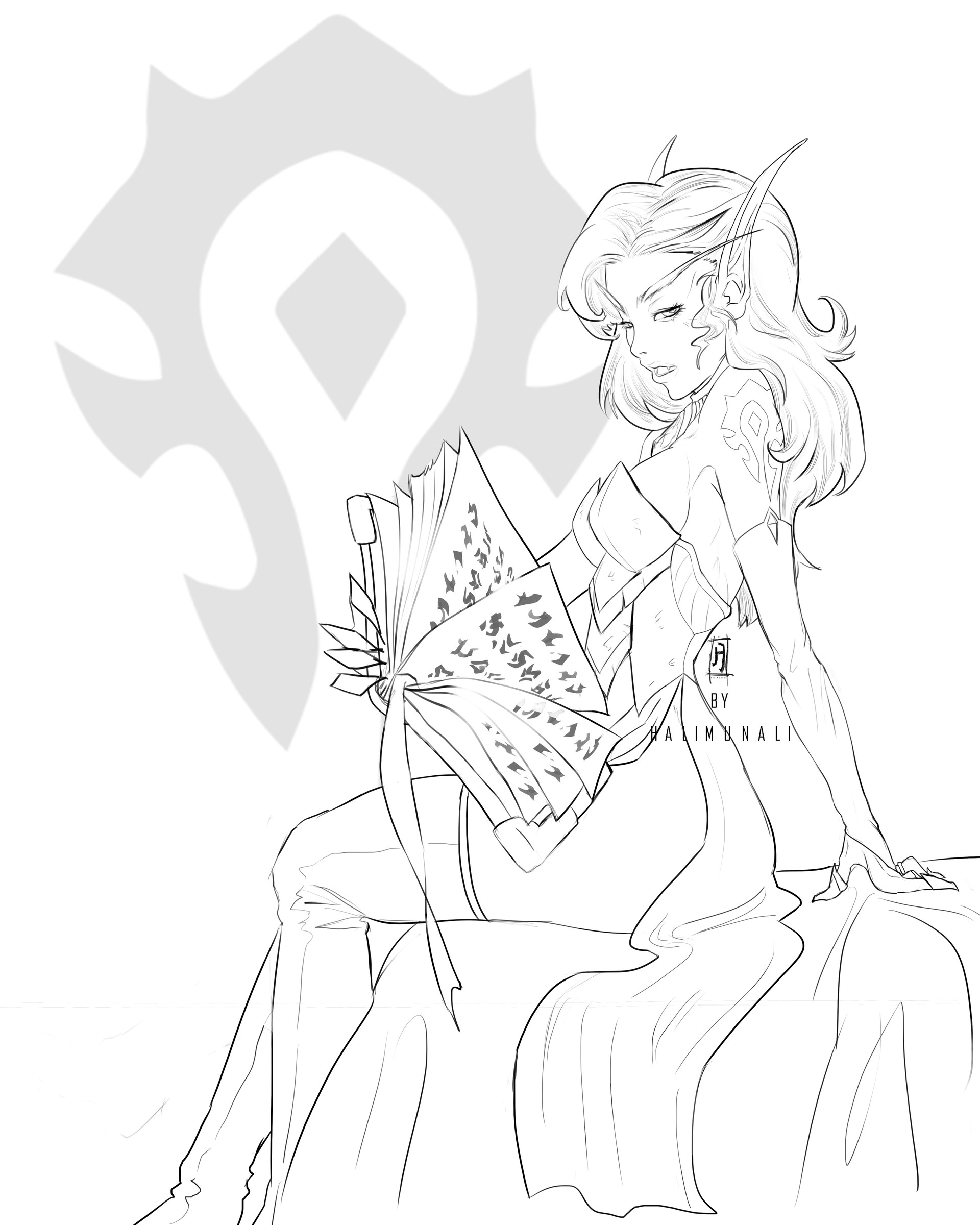 1920x2400 Halimun Ali - Blood Elf Drawing