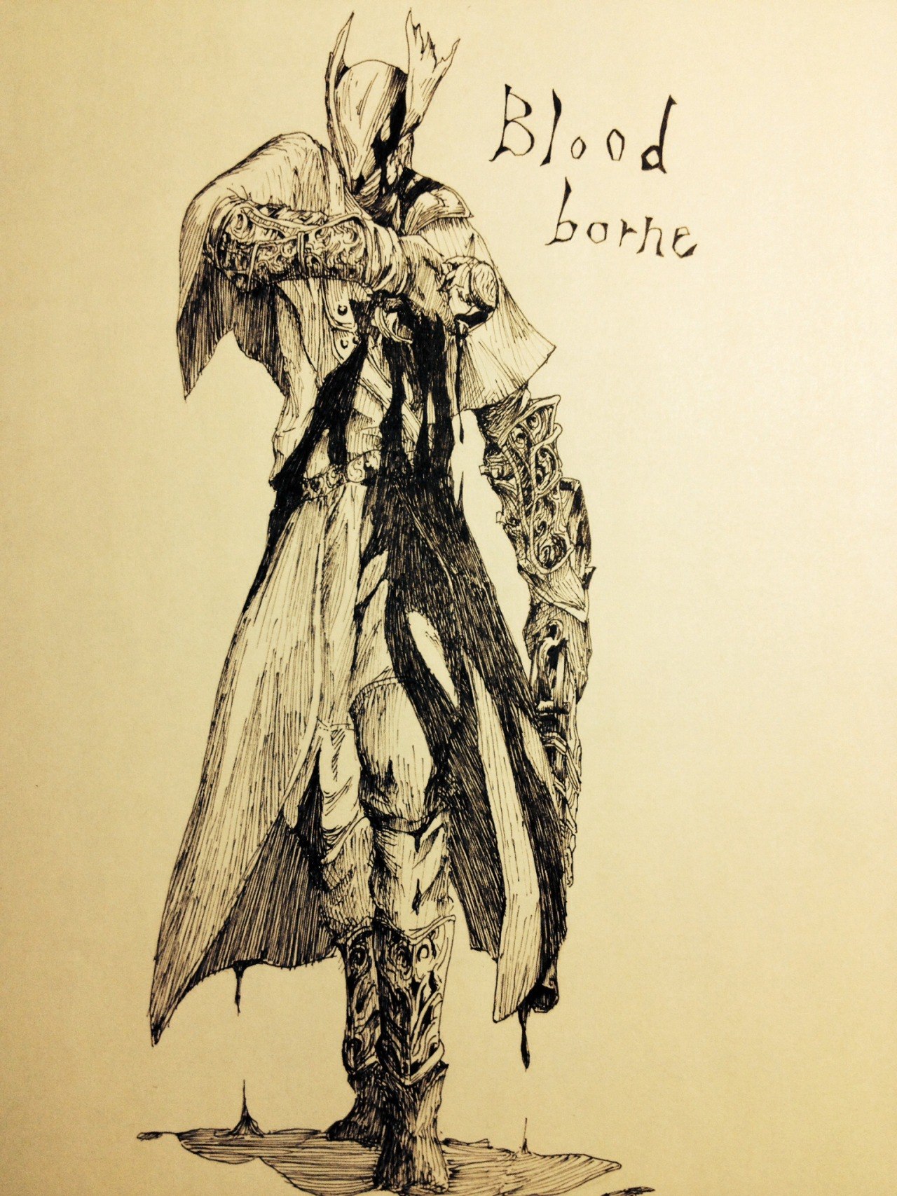 1280x1707 came across this sweet hunter drawing! unknown author bloodborne - Bloodborne Drawing