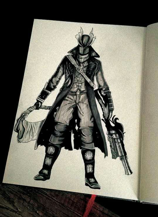 539x738 I Tried To Draw Hunter From Bloodborne - Bloodborne Drawing