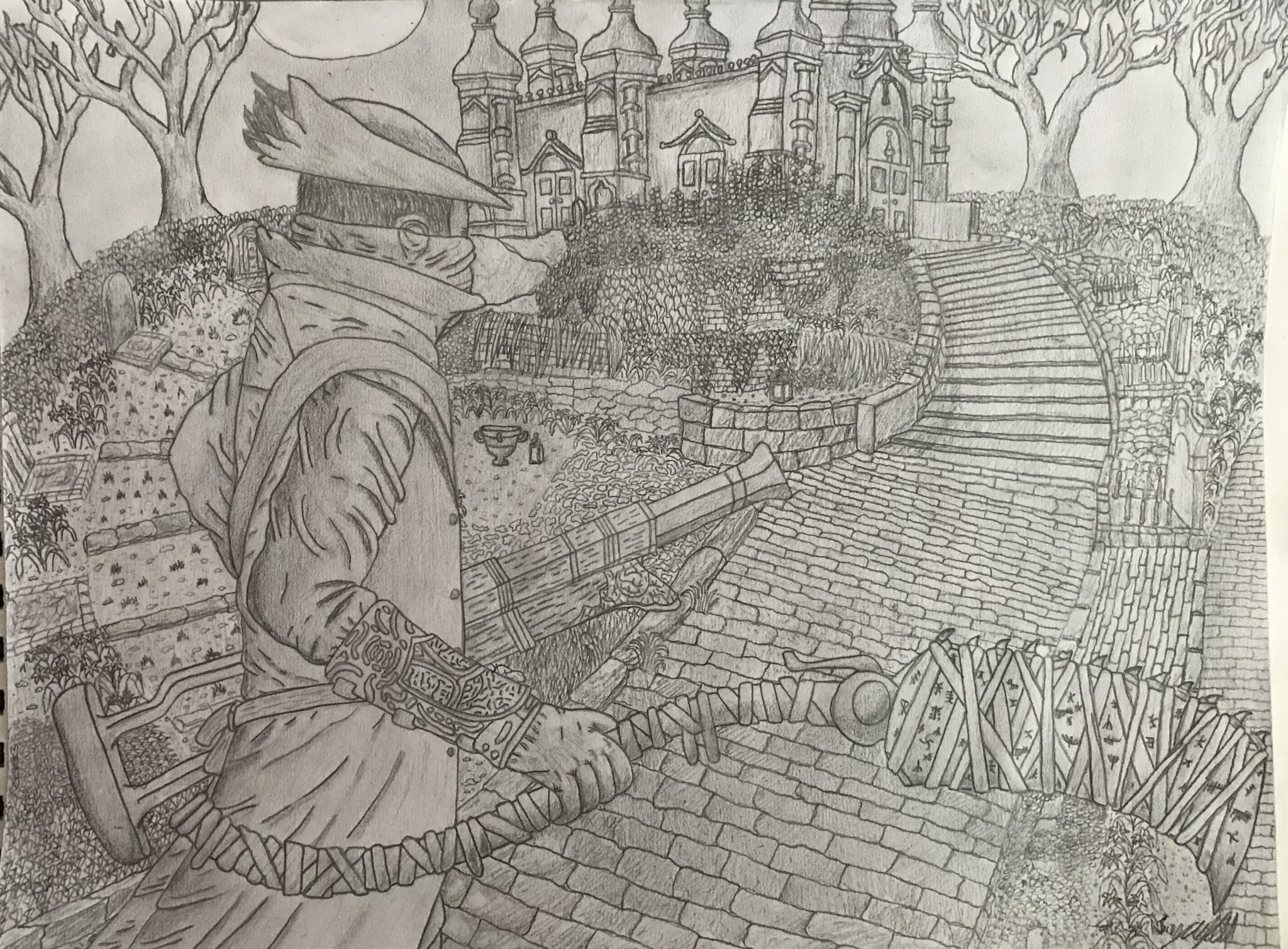 2048x1510 My Hunter's Dream Drawing From Bloodborne - Bloodborne Drawing