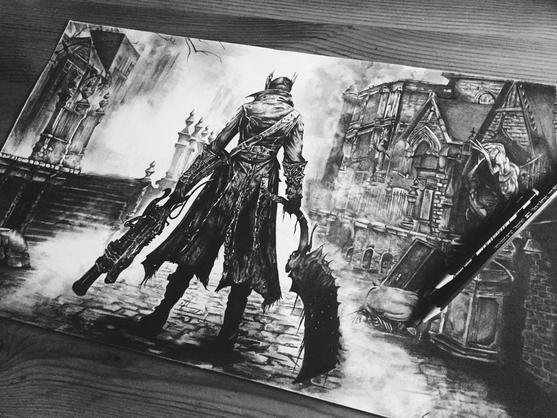 794x596 Print Bloodborne Drawing Etsy - Bloodborne Drawing