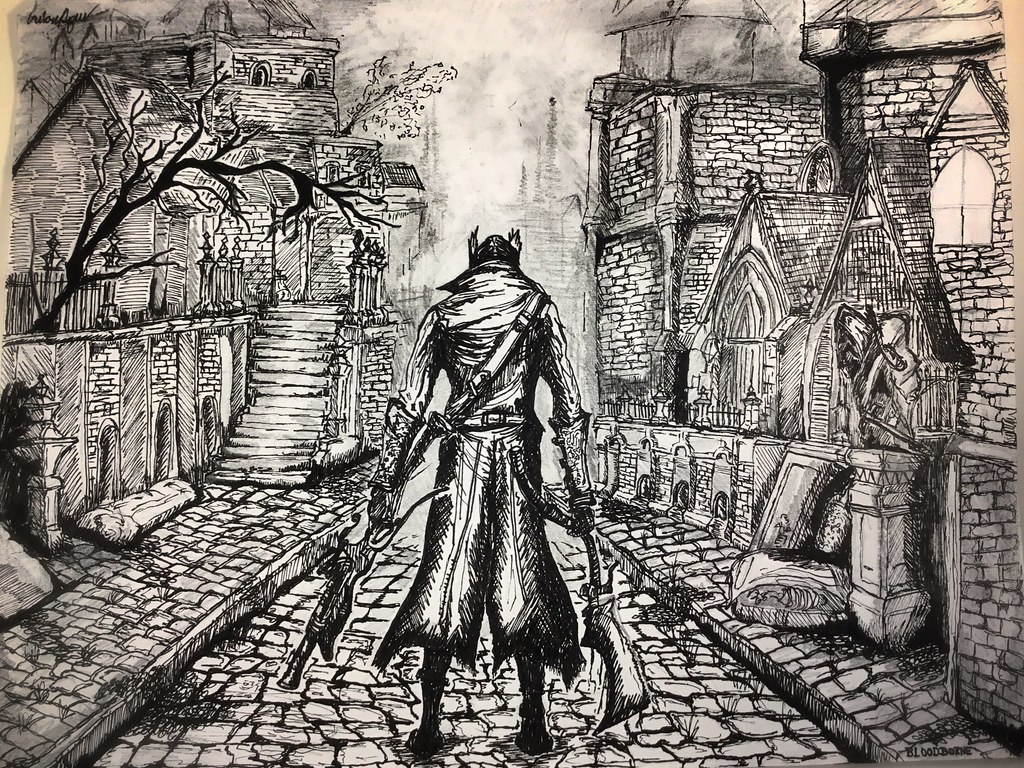 1024x768 The World's Newest Photos - Bloodborne Drawing