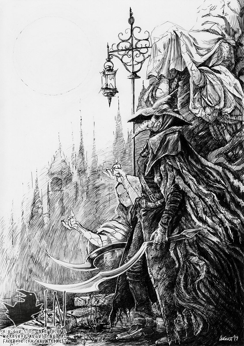 847x1200 Starcallerrandgrid The Crow - Bloodborne Drawing