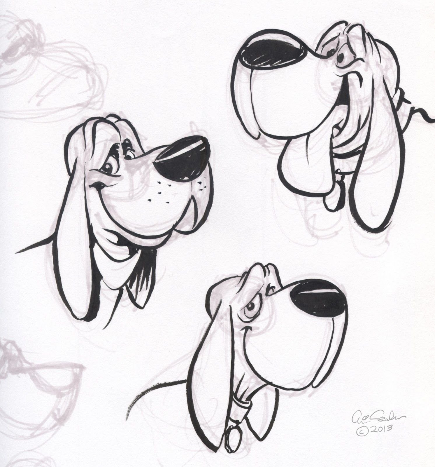 1492x1600 How To Draw A Bloodhound Cartoon The Ol' Sketchbook July - Bloodhound Drawing