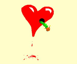 300x250 bloody heart with worms coming out drawing - Bloody Heart Drawing